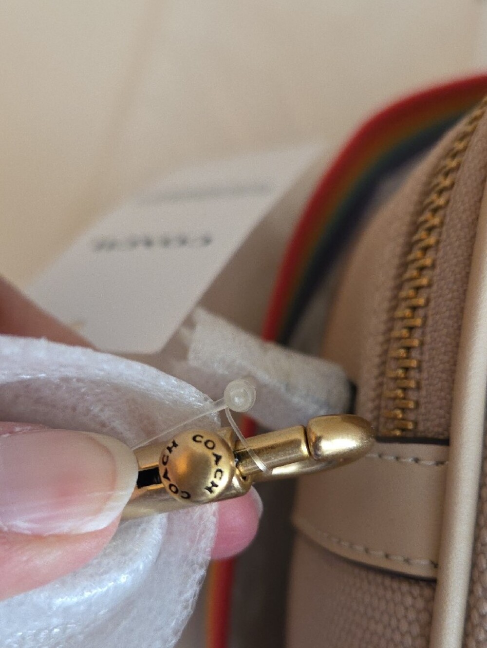 NWT Coach THEO Camera Pride  Crossbody Bag - Beige with Multicolor Rainbows - Picture 11 of 13